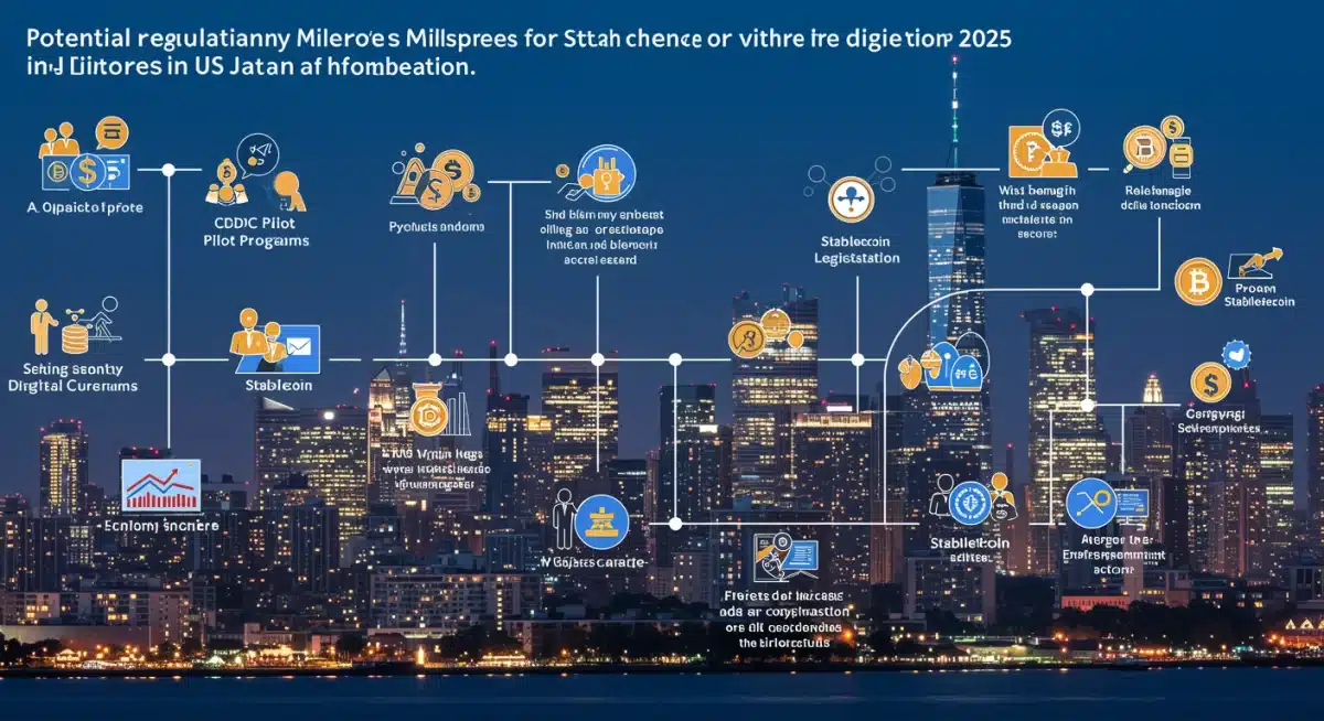 Infographic showing regulatory timeline for digital currencies in the US up to 2025.