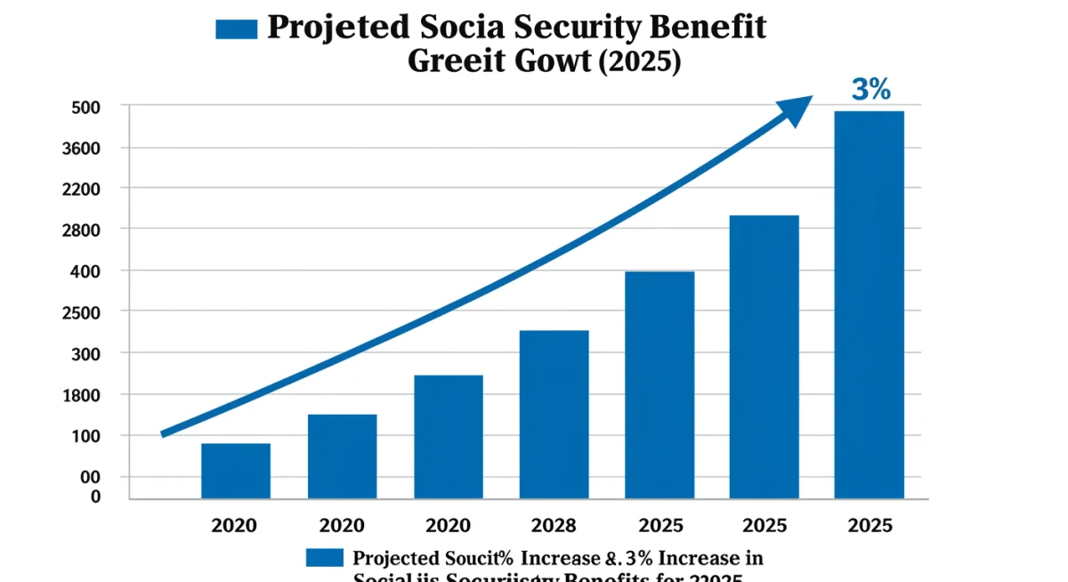 Bar chart illustrating projected 3% Social Security benefit increase in 2025