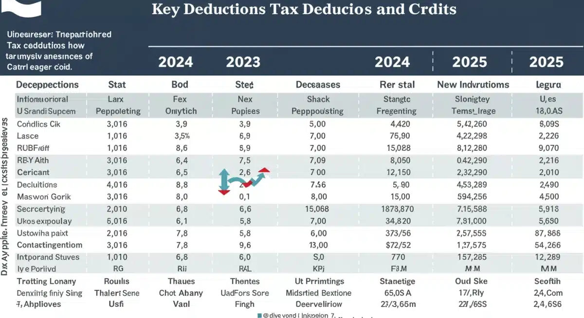 Infographic comparing 2024 and 2025 tax deductions and credits for US taxpayers.