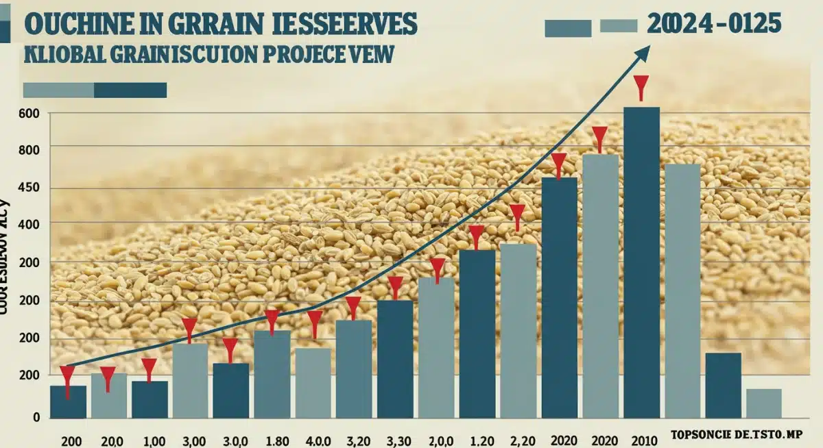 Infographic showing declining global grain reserves over the last decade
