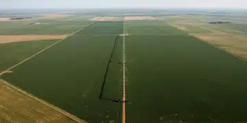 Aerial view of irrigated farmlands under new EPA water regulations