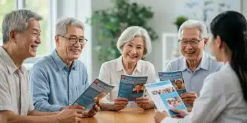 Seniors discussing 2025 Medicare Advantage plans with a healthcare advisor