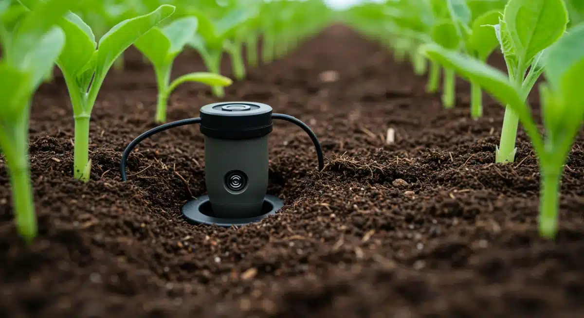 Soil moisture sensor in a precision agriculture field