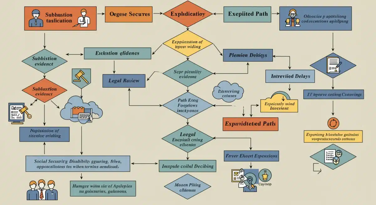 Flowchart illustrating the Social Security Disability application process steps and potential expedited routes