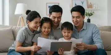 Family reviewing Child Tax Credit information on a tablet