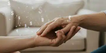 Compassionate hand holding an older person's hand, symbolizing federal caregiver benefits and support.