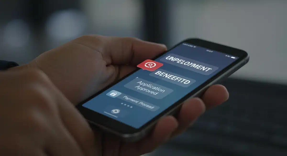 Smartphone showing unemployment benefits status update