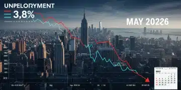 Graph showing declining US unemployment rate in May 2026