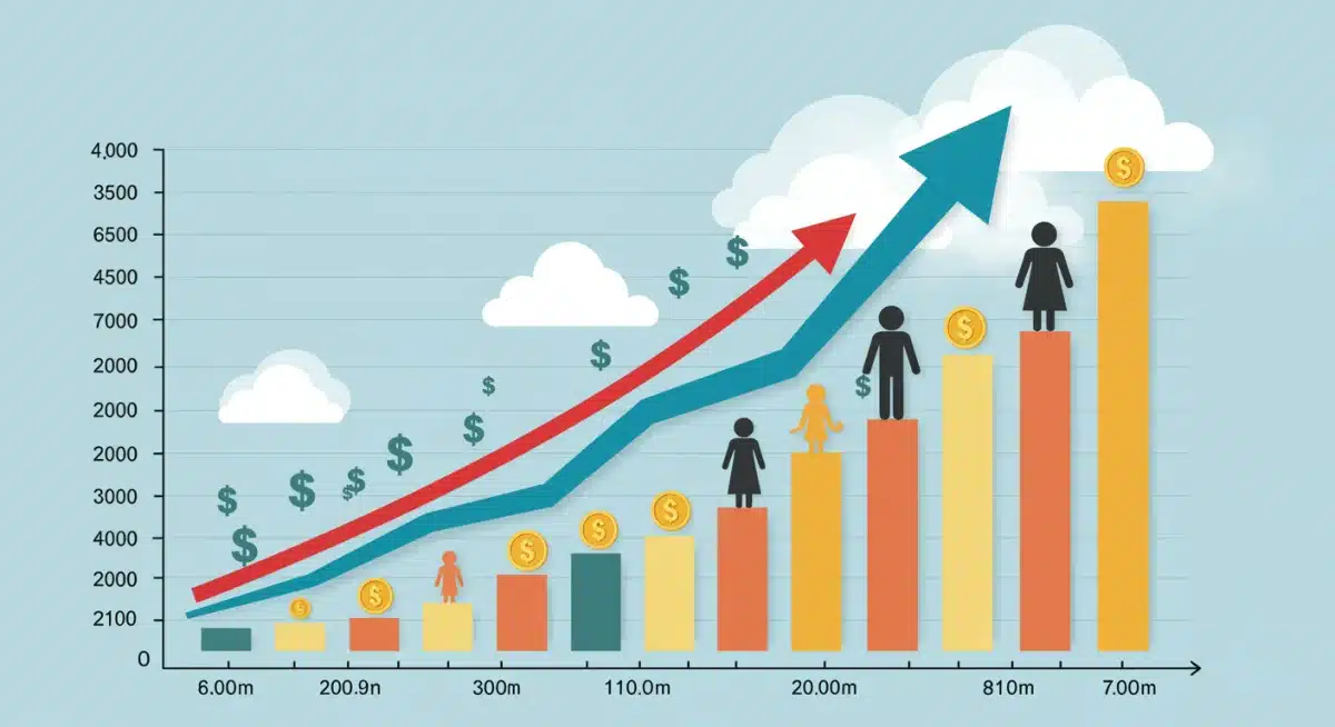 Upward arrow showing positive economic impact on families