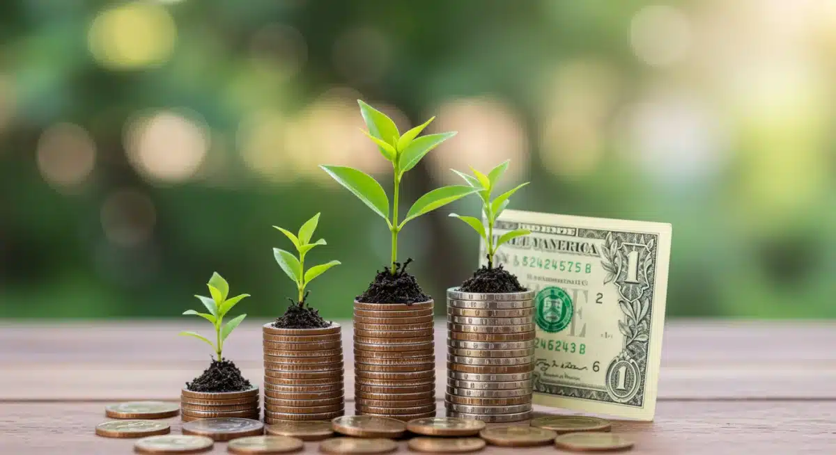 Money growing from coins, symbolizing financial growth for children