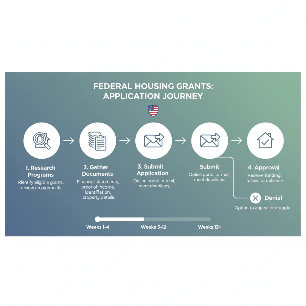 Infographic of federal housing grant application process steps