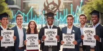 Graduates celebrating student loan relief with financial documents