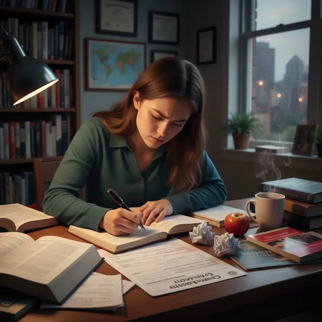 Student writing college application essay