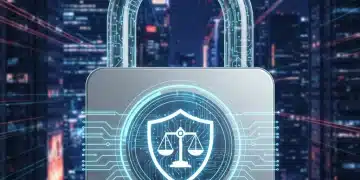 Digital padlock with shield representing 2026 cybersecurity legislation for U.S. businesses