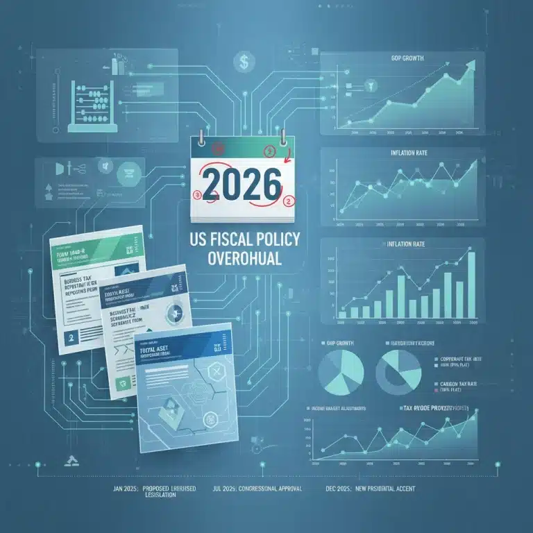 Infographic on 2026 US tax code revisions and fiscal policy changes