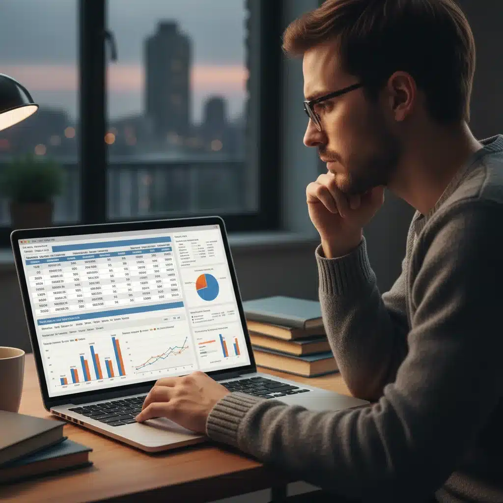 Person analyzing student loan payment plans on laptop