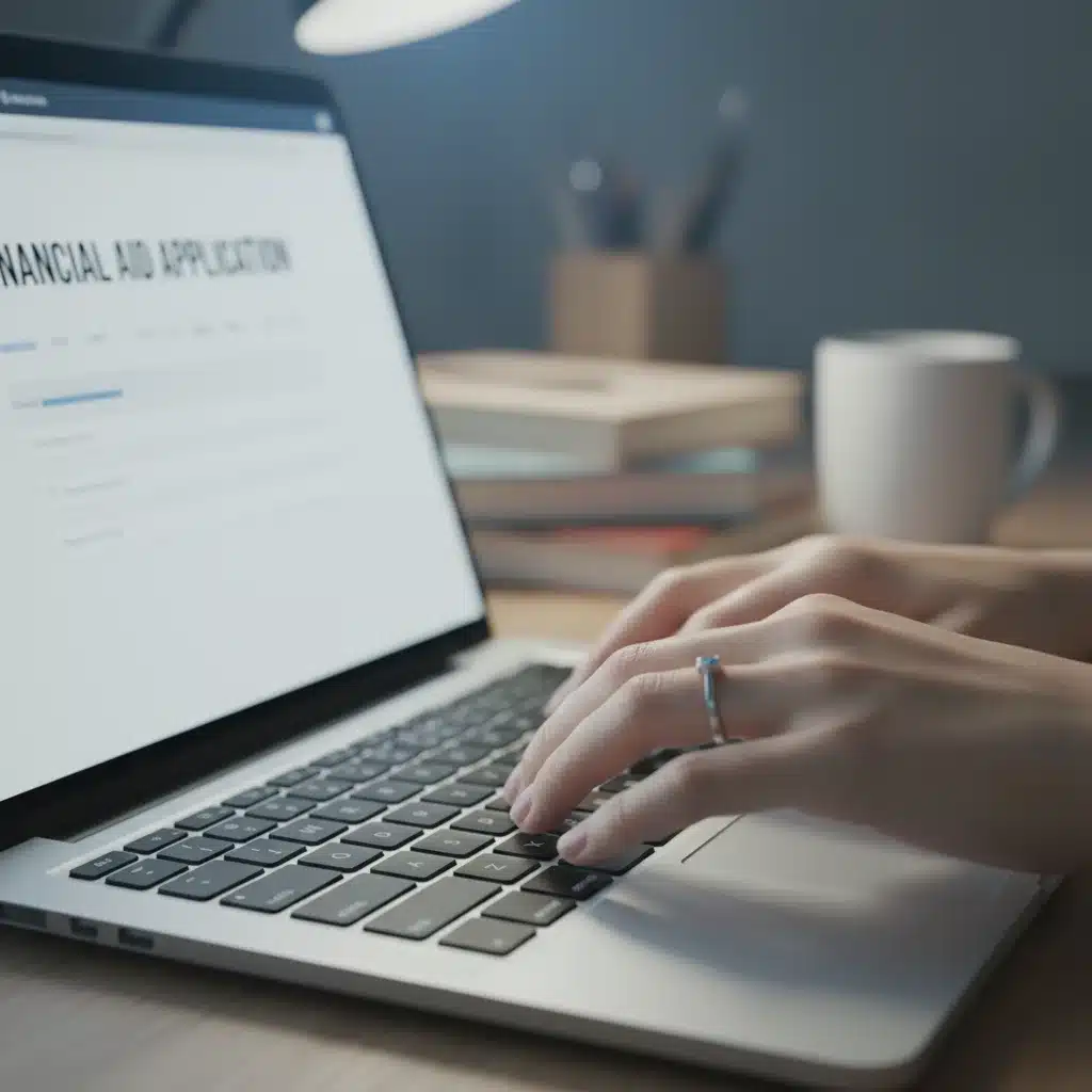 Person applying for federal education program funding online.