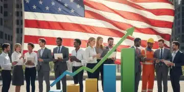Charts showing economic growth with a US flag, symbolizing robust economic planning and stability.