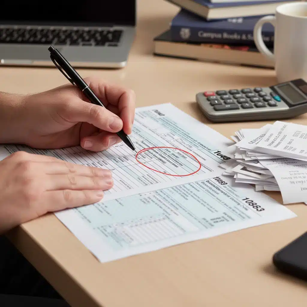 Filling out tax forms for educational expenses