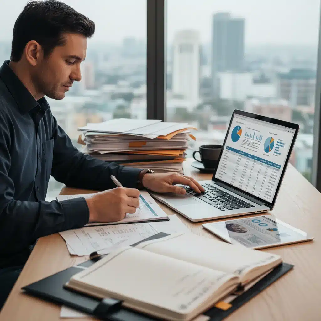 Individual analyzing loan options and financial documents on a laptop