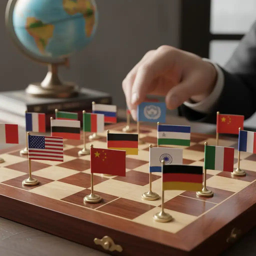 Chessboard with US and China flags, depicting geopolitical strategy.