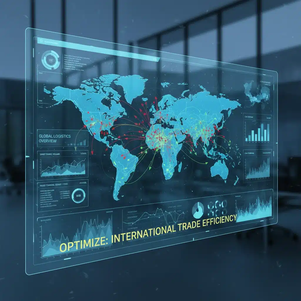 Digital display of global supply chain logistics and data visualization