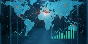 Global trade map with rising economic indicators and tariff symbols, representing US trade policy updates Q2 2026.