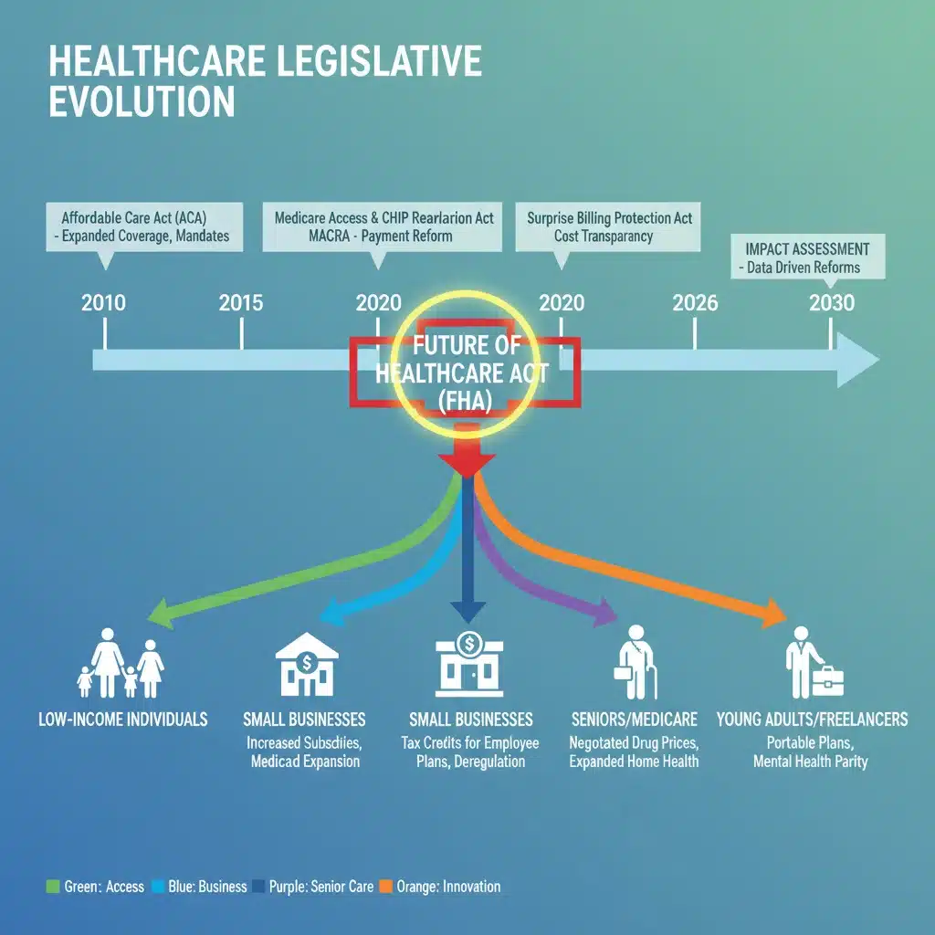 Timeline of legislative changes affecting healthcare policy up to 2026.