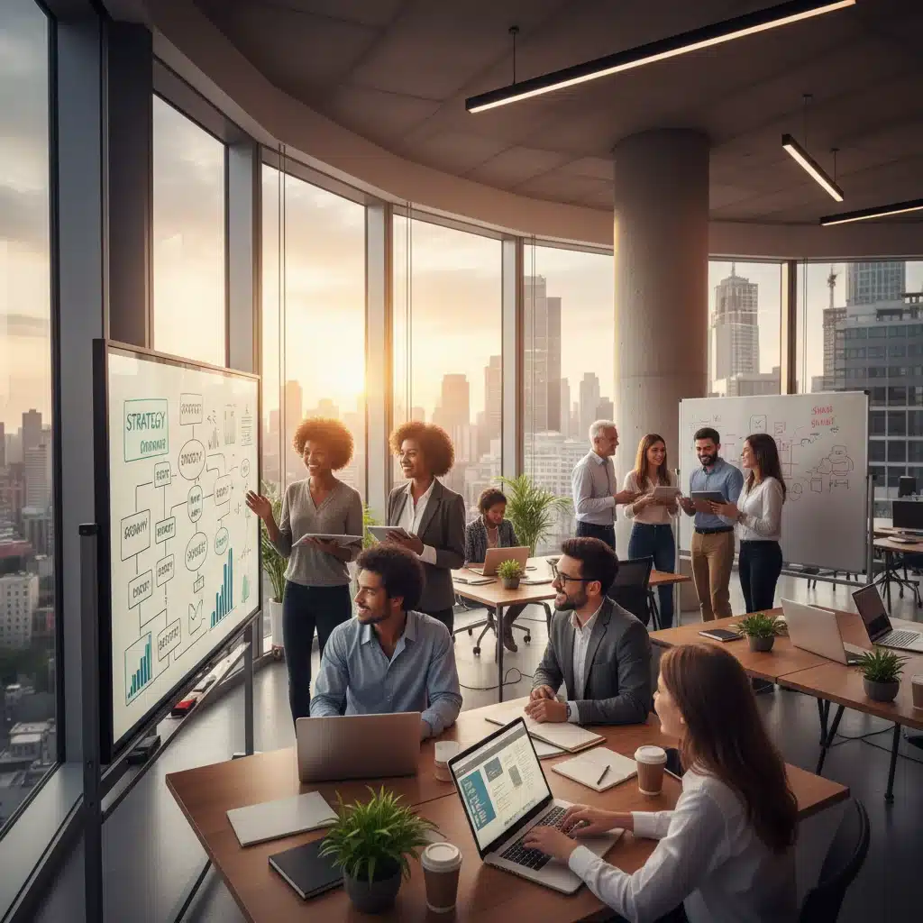 Diverse professionals collaborating, representing human capital and innovation driving economic growth.