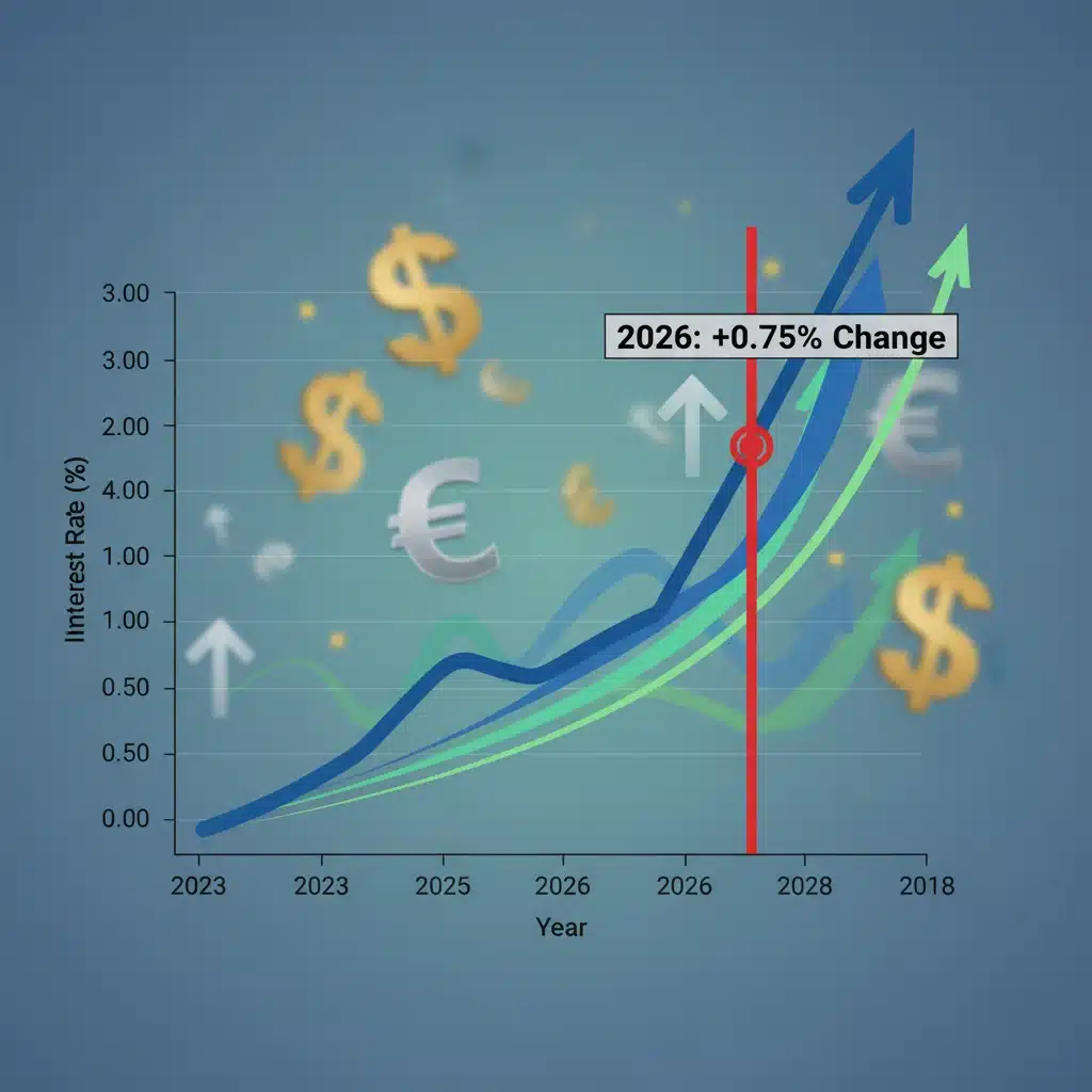 Graph illustrating projected interest rate increases through 2026.