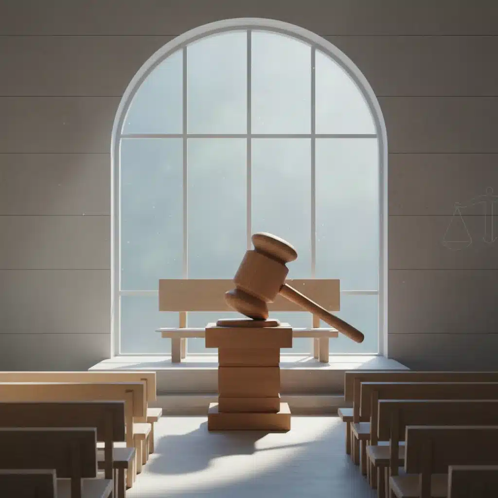 Symbolic courtroom with gavel, representing international legal proceedings and impartiality.