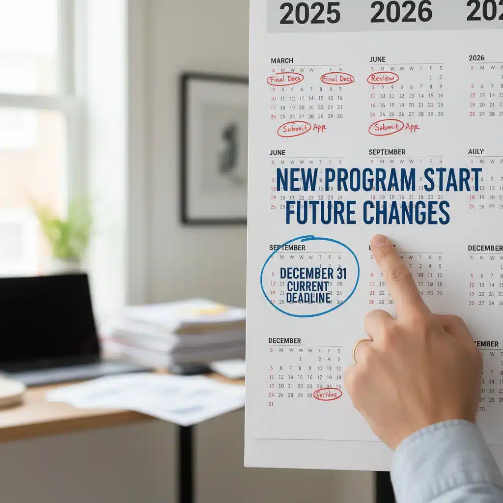 Calendar highlighting important deadlines and the year 2026 for PSLF changes.