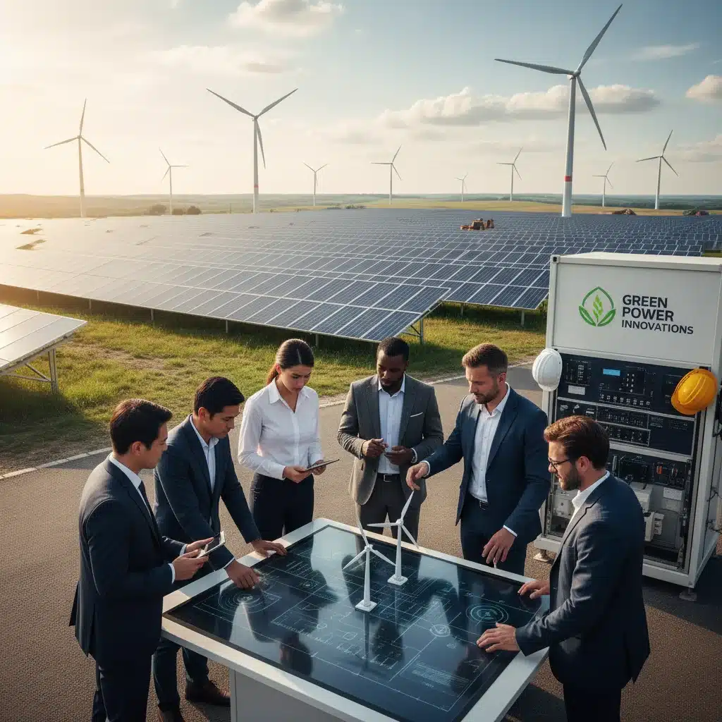 Professionals collaborating on renewable energy project