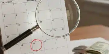 Calendar 2026 with magnifying glass and money, symbolizing Social Security COLA increase