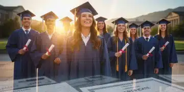 Graduates looking forward with student loan documents and 2026 calendar