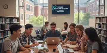 Students studying in a modern university library, representing successful financial aid for college.