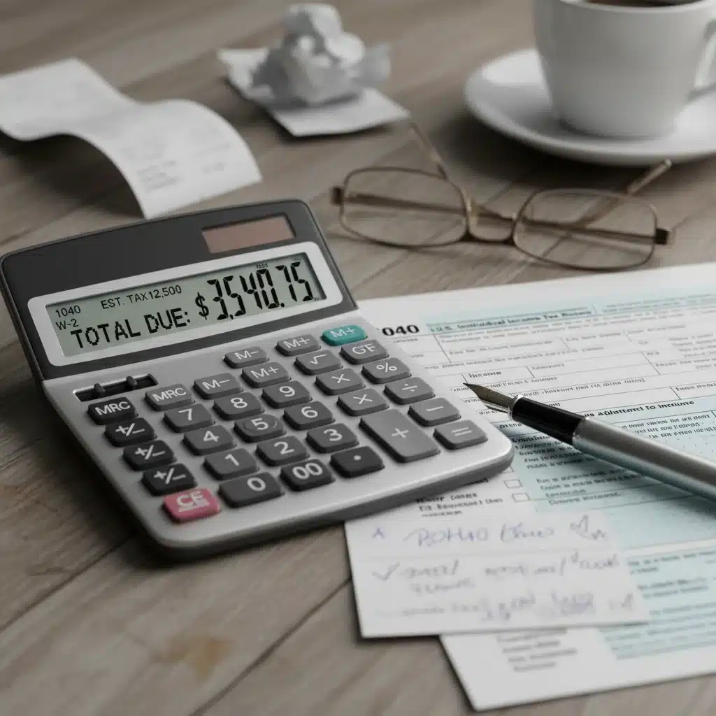 Calculator and tax forms, representing financial calculations for tax credits.