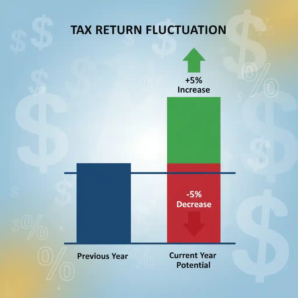 Bar graph illustrating potential 5% tax return impact