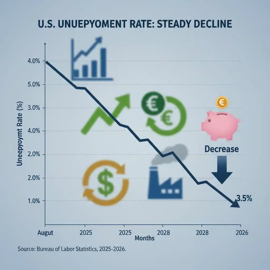 Graph showing declining unemployment rates leading to January 2026