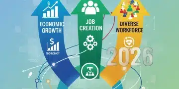 Infographic showing US economic growth and job creation trends for 2026 across various sectors.
