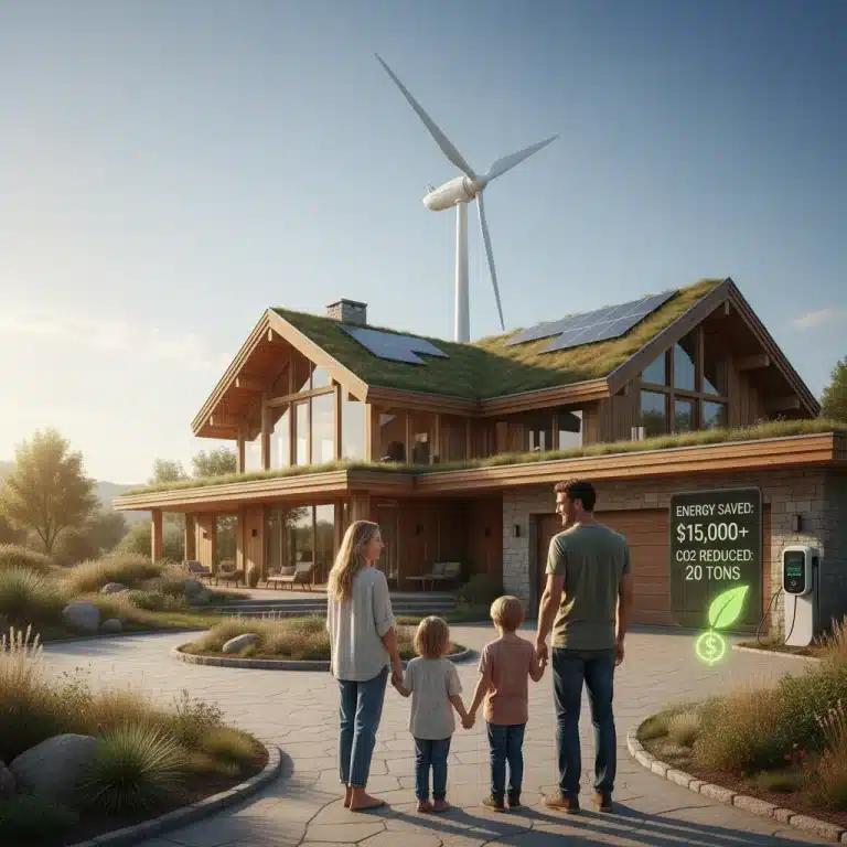 Eco-friendly home with solar panels symbolizing energy savings