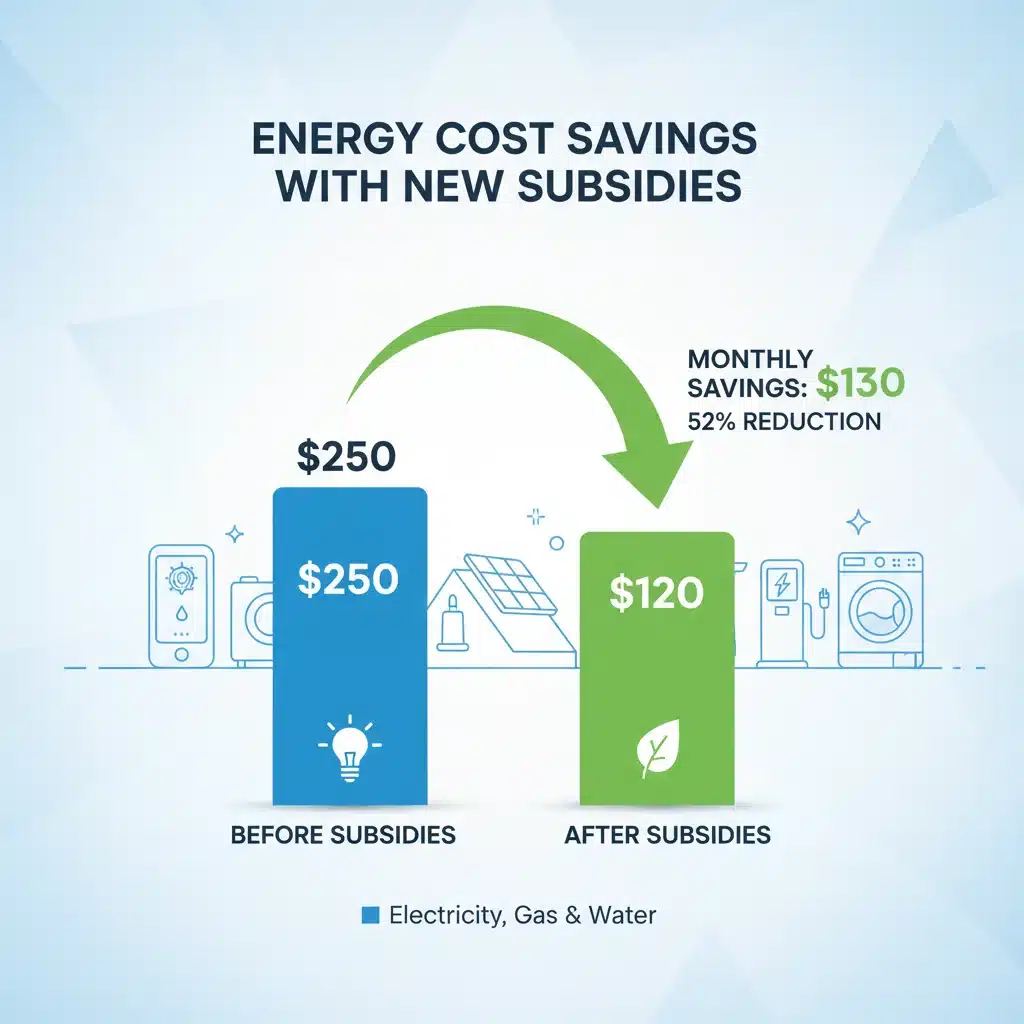 Infographic illustrating energy cost savings from new subsidies