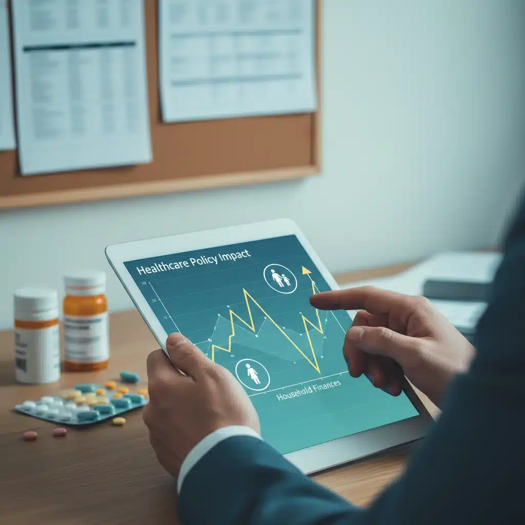 Financial implications of healthcare policy changes on a tablet